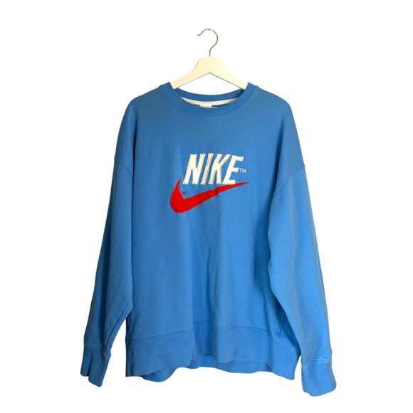 Nike Retro Trend Logo Fleece Crewneck Sweatshirt Size XXL 2XL in University Blue - Picture 4 of 13